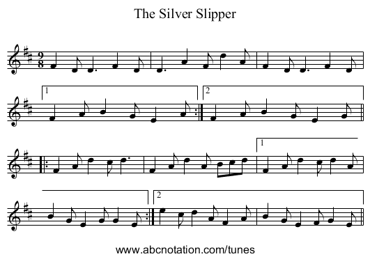 Silver Slipper, The - staff notation