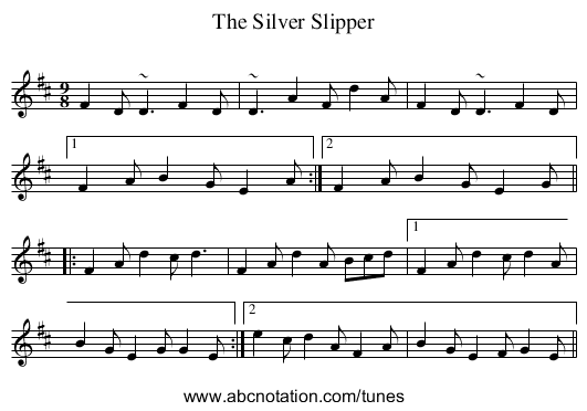 Silver Slipper, The - staff notation