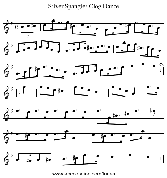 Silver Spangles Clog Dance - staff notation