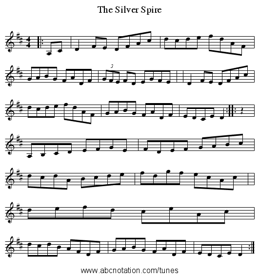 Silver Spire, The - staff notation