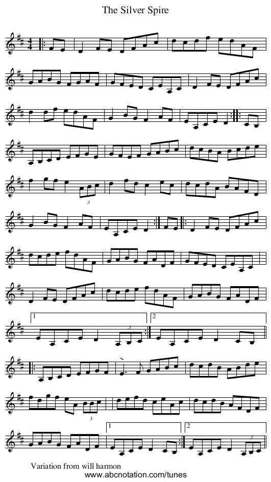 Silver Spire, The - staff notation