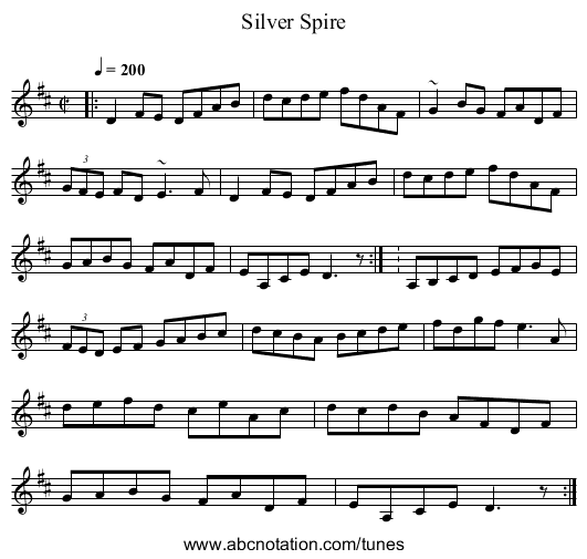 Silver Spire - staff notation