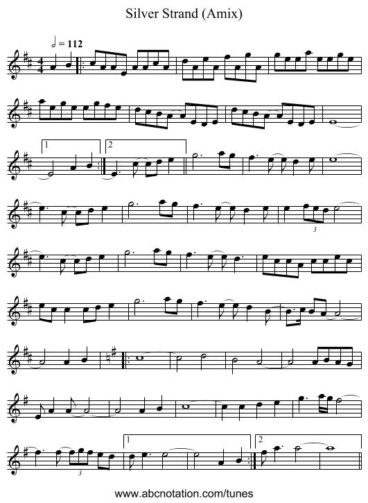 Silver Strand (Amix) - staff notation