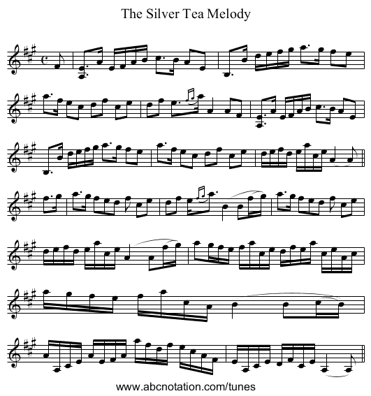Silver Tea Melody, The - staff notation