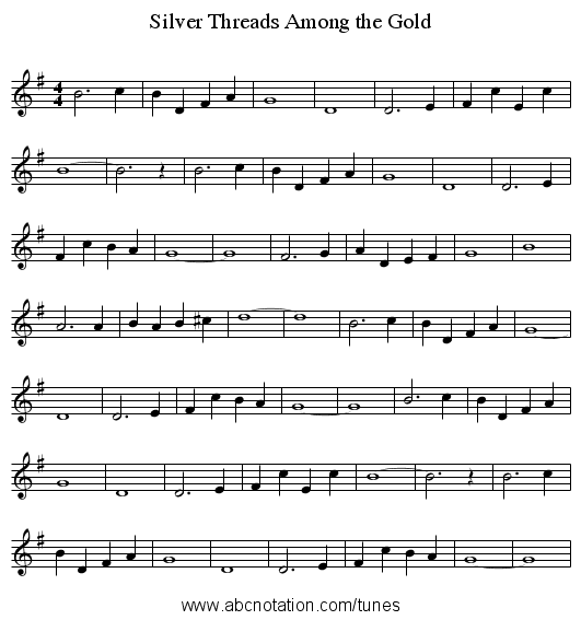 Silver Threads Among the Gold - staff notation