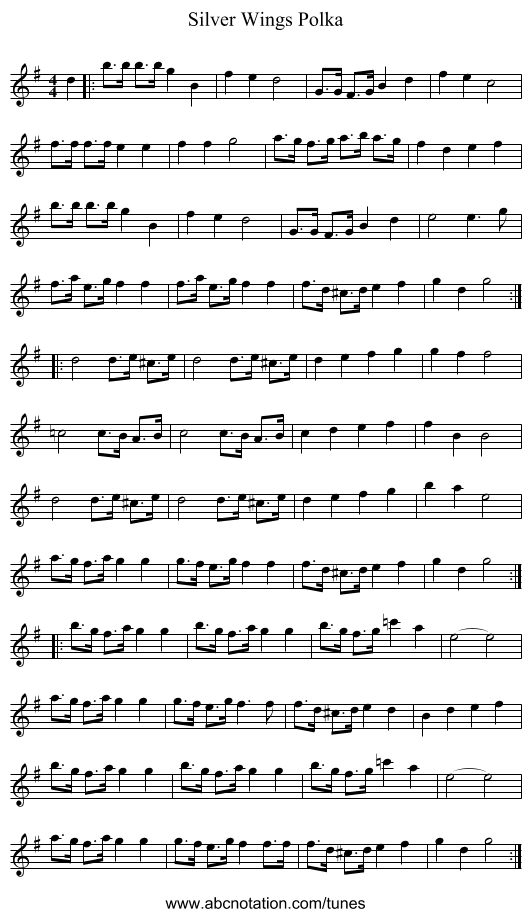 Silver Wings Polka - staff notation