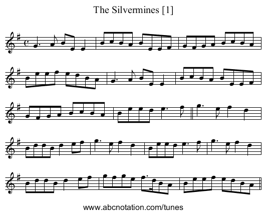 Silvermines [1], The - staff notation