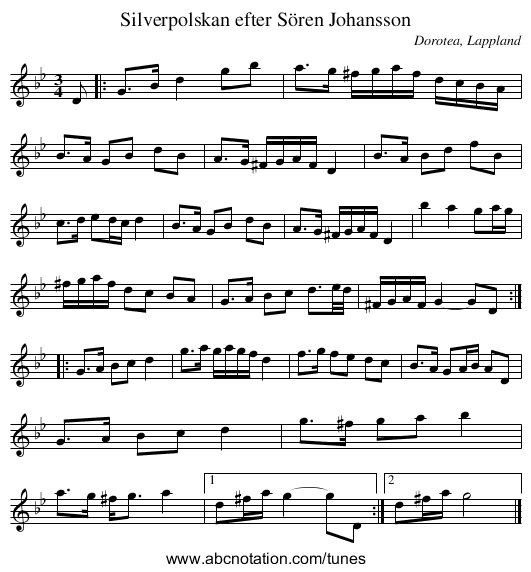 Silverpolskan efter Sören Johansson - staff notation