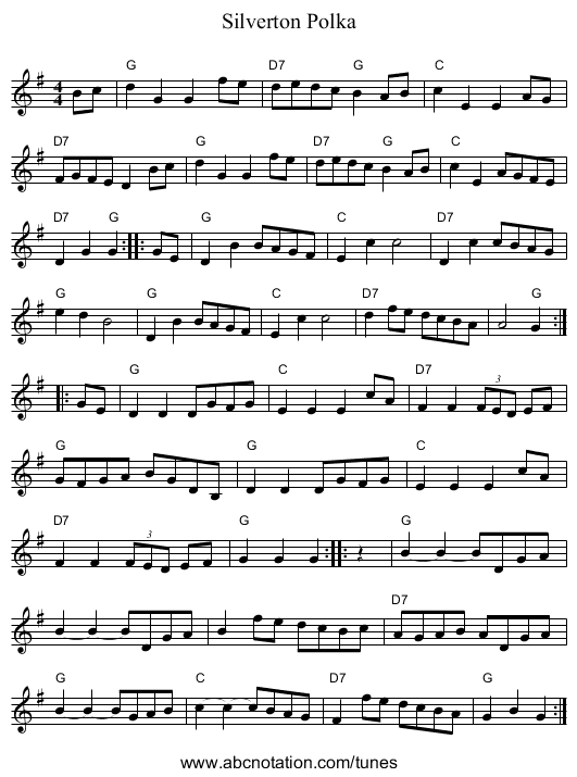 Silverton Polka - staff notation