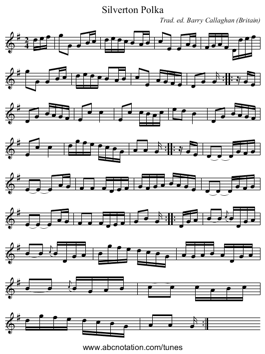 Silverton Polka - staff notation