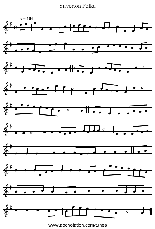 Silverton Polka - staff notation