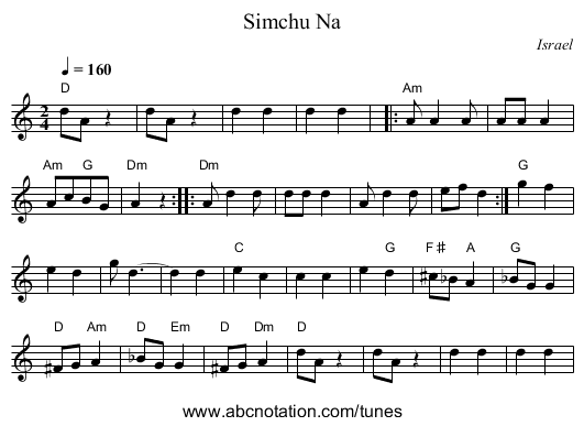 Simchu Na - staff notation
