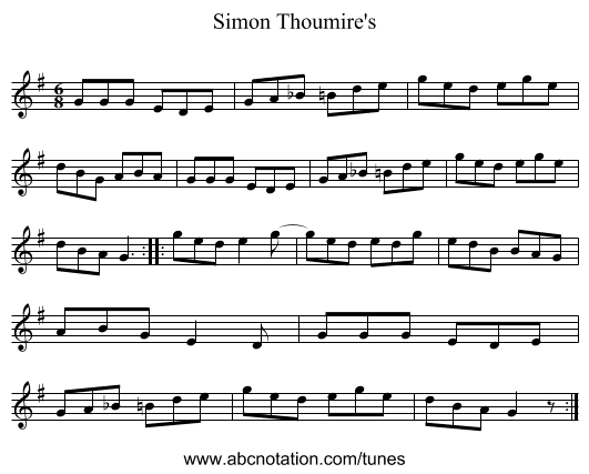 Simon Thoumire's - staff notation
