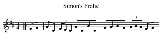 Simon's Frolic - staff notation