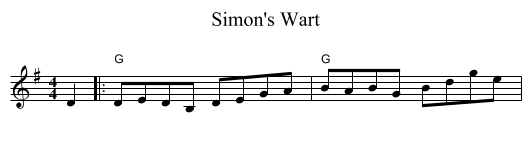 Simon's Wart - staff notation
