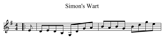 Simon's Wart - staff notation
