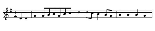 Simple Gifts (key of G) - staff notation