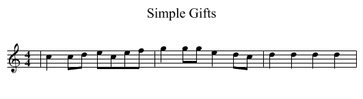 Simple Gifts - staff notation