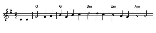 Simple Gifts - staff notation