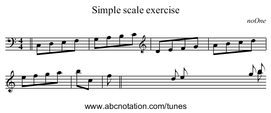 Simple scale exercise - staff notation