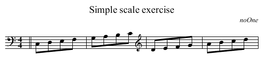 Simple scale exercise - staff notation