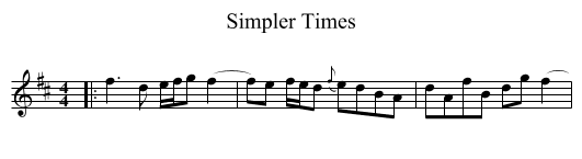 Simpler Times - staff notation