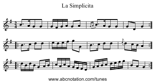 Simplicita, La - staff notation