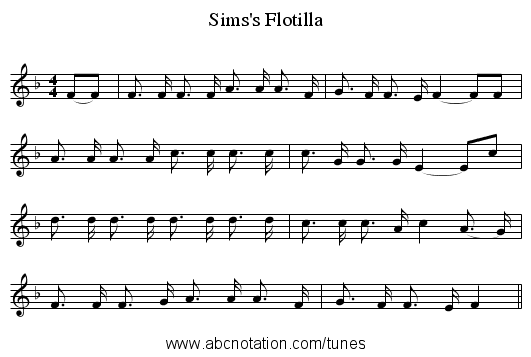 Sims's Flotilla - staff notation
