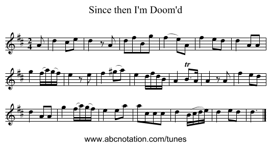 Since then I'm Doom'd - staff notation
