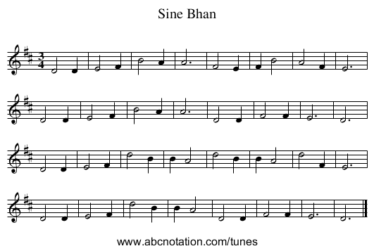 Sine Bhan - staff notation
