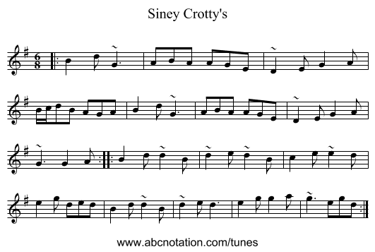 Siney Crotty's - staff notation