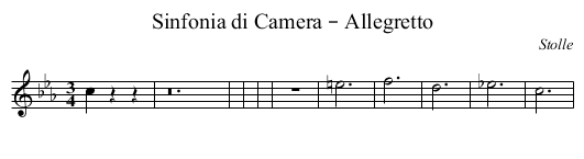 Sinfonia di Camera – Allegretto - staff notation