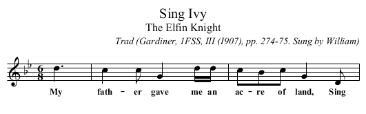 Sing Ivy - staff notation