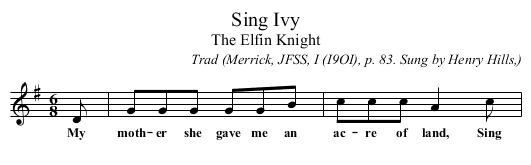 Sing Ivy - staff notation