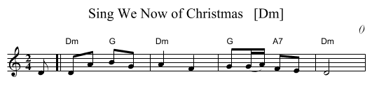 Sing We Now of Christmas   [Dm] - staff notation