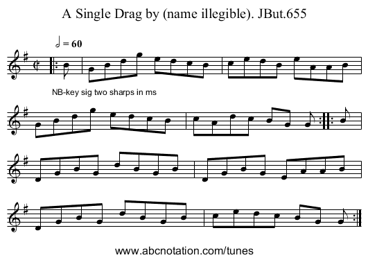 Single Drag by (name illegible). JBut.655, A - staff notation