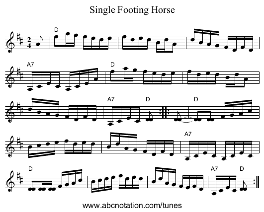 Single Footing Horse - staff notation
