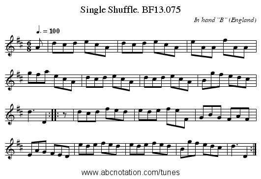 Single Shuffle. BF13.075 - staff notation