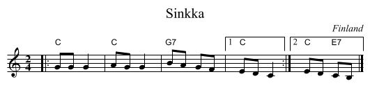 Sinkka - staff notation