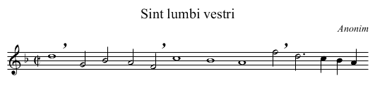 Sint lumbi vestri - staff notation