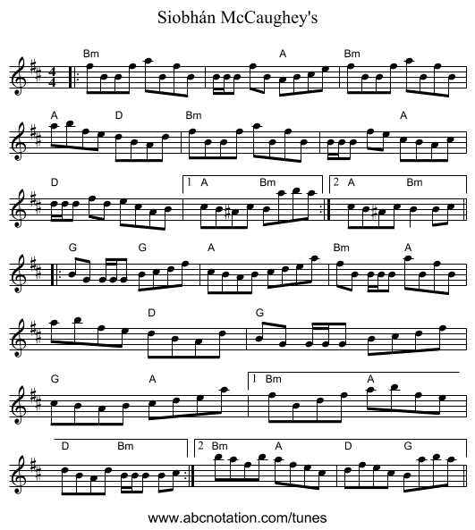 Siobhán McCaughey's - staff notation