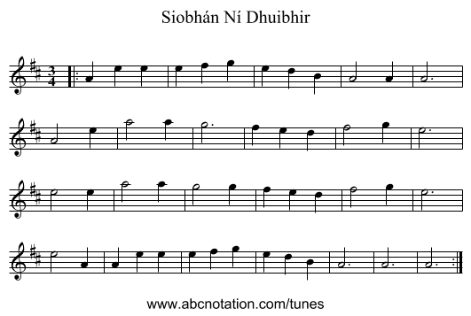 Siobhán Ní Dhuibhir - staff notation