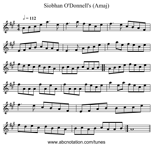 Siobhan O'Donnell's (Amaj) - staff notation
