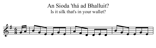 Sioda 'thá ad Bhalluit?, An - staff notation