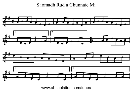 S'iomadh Rud a Chunnaic Mi - staff notation