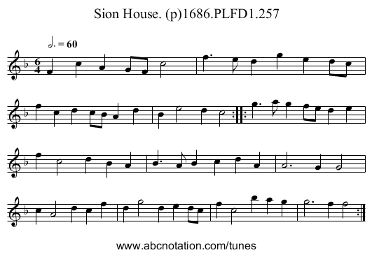 Sion House. (p)1686.PLFD1.257 - staff notation