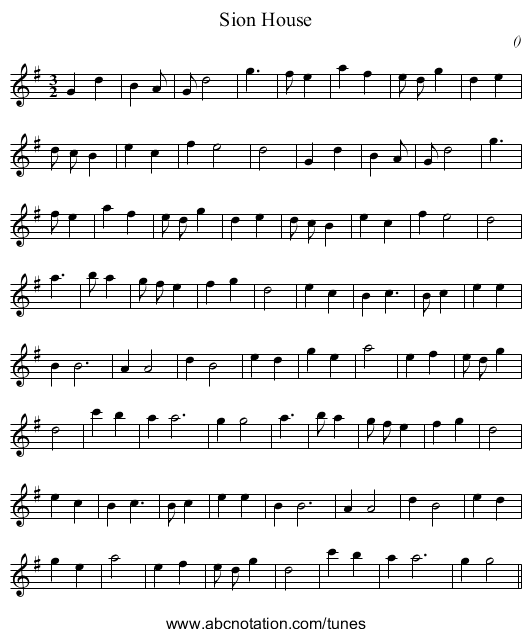 Sion House - staff notation