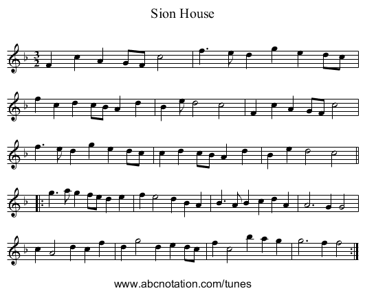 Sion House - staff notation