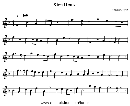 Sion House - staff notation