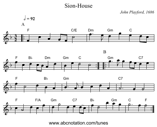 Sion-House - staff notation